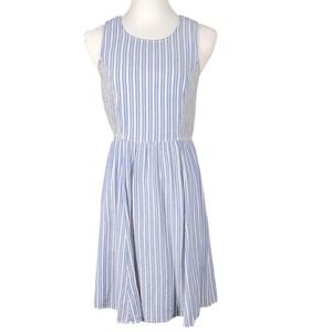 Fat Face Blue White Striped Sleeveless Smocked Fit & Flare Dress Womens US 6